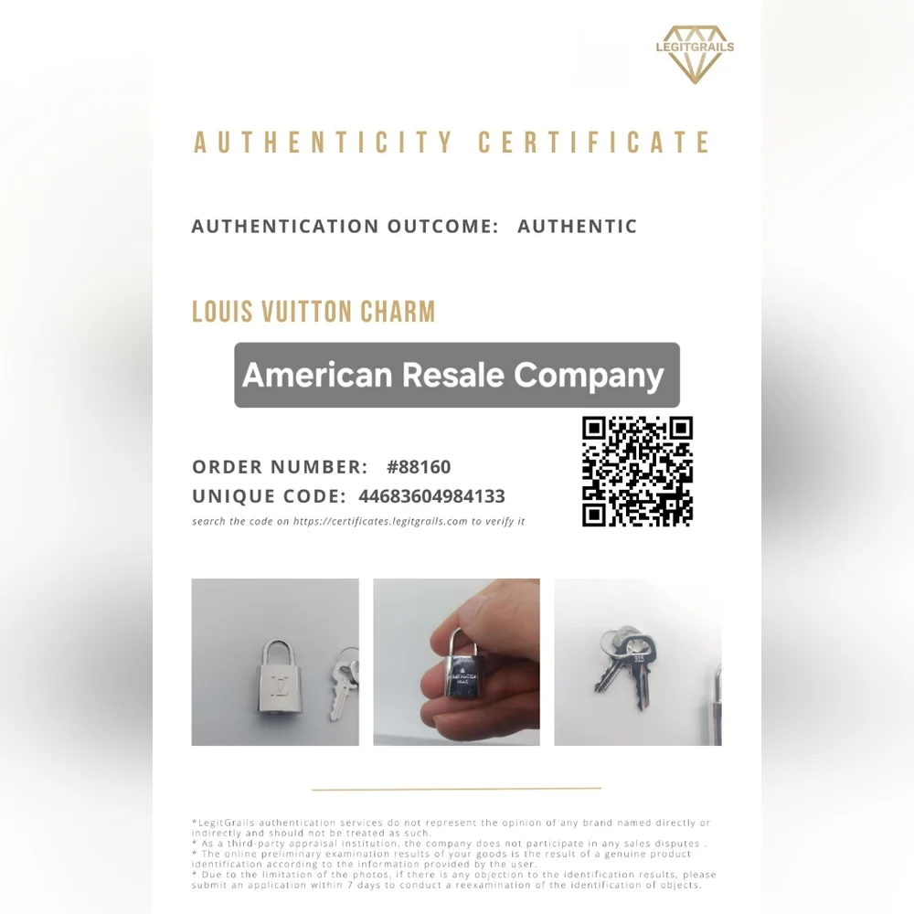 Authenticated Louis Vuitton #315 Silver Vintage PadLock Lock 2 Keys & Necklace - Picture 2 of 11